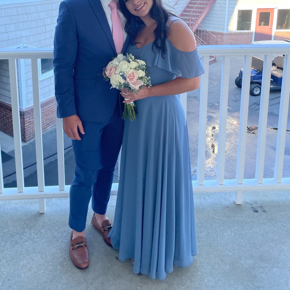 Slate blue bridesmaid dress